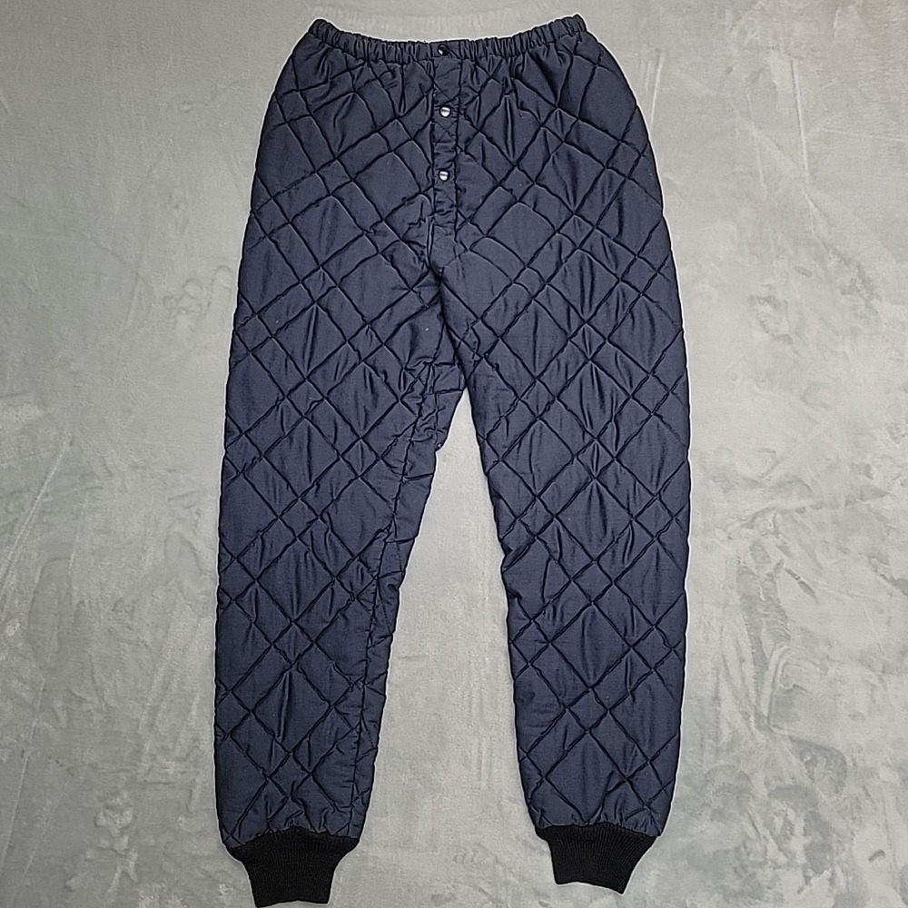 VTG Sears Thermal Pants Mens M Navy Blue Original Quilted FR Winter Layering